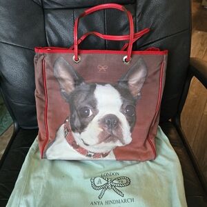 Rare Anya Hindmarch London Blue Label Boston Terrier Purse